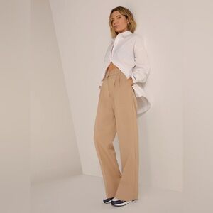 Favorite Daughter Tan Wide-Leg Trousers